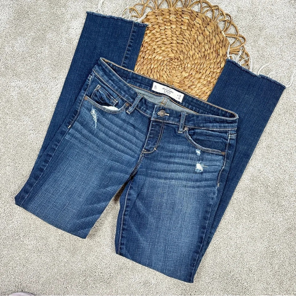 Abercrombie & Fitch The A&F Skinny Jeans Mid-Rise Distressed Raw Hem Size 28x35 - Picture 1 of 15
